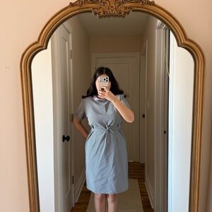 Chic Gray Midi Dress with Belt